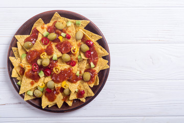 Nachos with sauce salsa