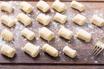 Raw homemade potato gnocchi