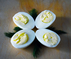 Healthy Breakfast of eggs. Egg whites. Protein. Dietary food. Food for athletes. Losing weight. Beautifully decorated dish. Rustic eco-friendly food. Egg yolk.