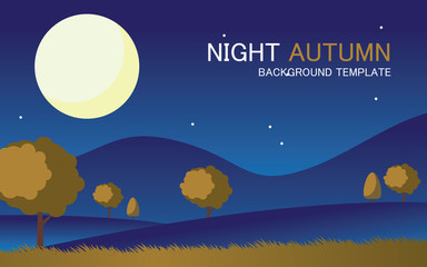 vector night autumn landscape background template