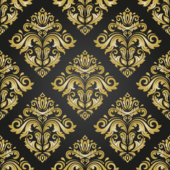 Orient classic black and golden pattern. Seamless abstract background with repeating elements. Orient background