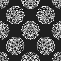 Orient classic black and white pattern. Seamless abstract background with repeating elements. Orient background