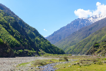 Mountain river in the Caucasian mountains