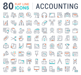 Set Vector Line Icons of Accounting.