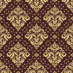 Orient classic brown and golden pattern. Seamless abstract background with repeating elements. Orient background