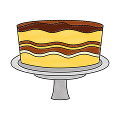 birthday sweet cake in stand party decoration vector illustration drawing color