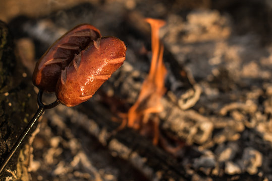 grilled spekacky sausage over open fire