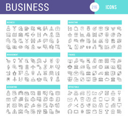 Set Vector Line Icons of Business.