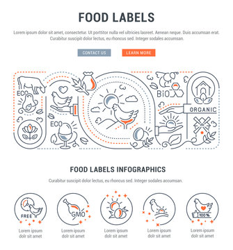 Linear Banner of Food Labels.