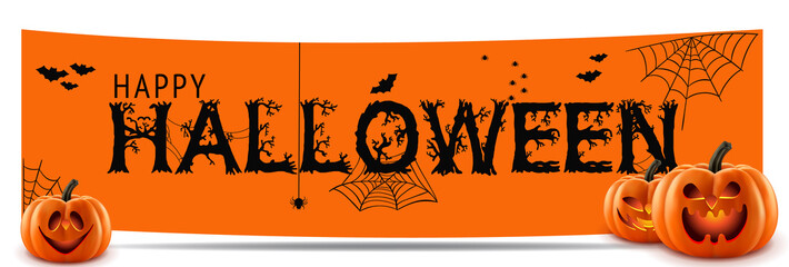Happy Halloween banner. Halloween night design vector. Happy Halloween greeting card.