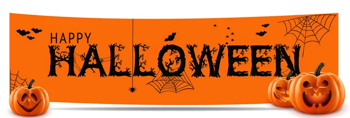 Fototapeten Happy Halloween banner. Halloween night design vector. Happy Halloween greeting card. © detakstudio