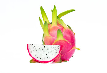 Fresh dragon fruit slce isolated on whitebackground.