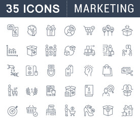 Set Vector Line Icons of Marketing.