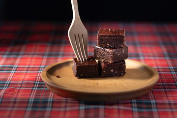 Chocolate brownies homemade bakery and dessert on wooden