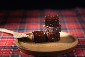 Chocolate brownies homemade bakery and dessert on wooden