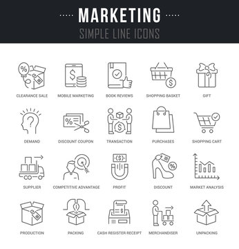 Set Vector Line Icons of Marketing.