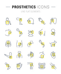 Set Vector Line Icons of Prosthetics.