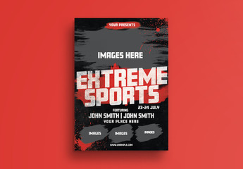 Sports Event Flyer Layout with Grunge Elements