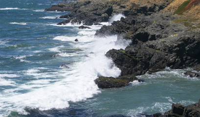 Waves crashing in high surf on the N. California coast