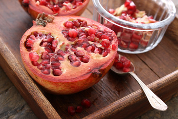 preparing fresh pomegranate
