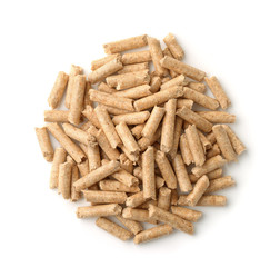 Top view of wooden pellets