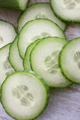 slicing fresh cucumber