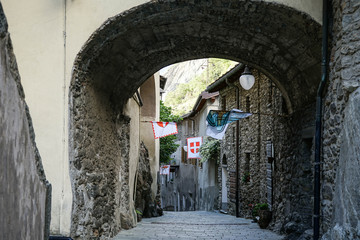 Fototapeta na wymiar Streets in the old village of Bard, Valle d'Aosta - Italy
