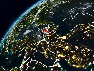 Armenia on planet Earth at night