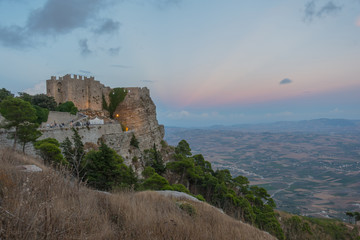 Fototapeta na wymiar Erice in Sicily, beautifully located 750 m above sea level medieval norman fortress Castello di Venere
