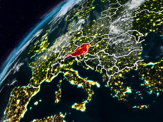 Austria on planet Earth at night