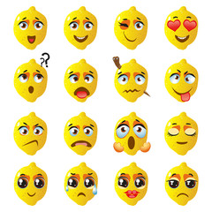 Fototapeta premium Lemon Emoji Emoticon Expression. Funny cute food