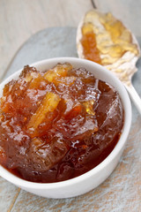 orange marmalade in white dish