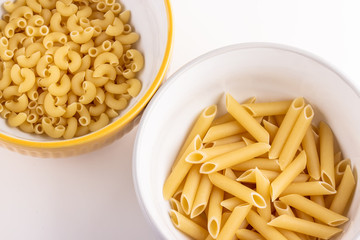 Italian Pipe Rigate and  Penne Macaroni Pasta raw