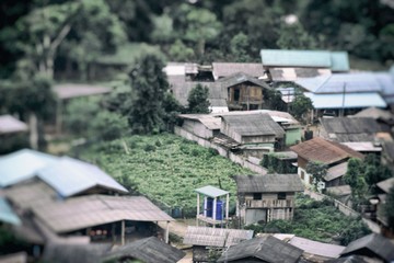 Village in the valley of the terrain