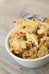 sandwich filling in dish