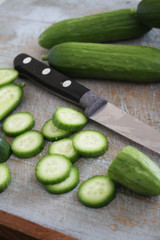 slicing baby  cucumber