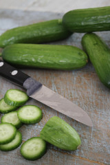 slicing baby  cucumber