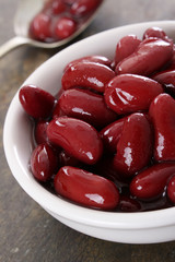 red kidney beans in white dish
