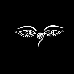 lIlustration of buddha eyes. Enlightened buddha's look.