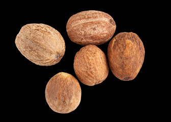 nutmeg isolated in black