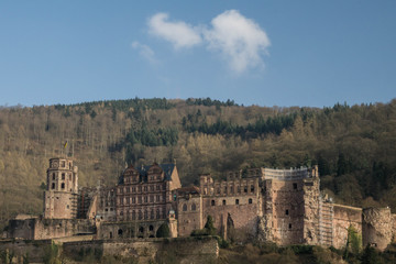 Close up view of the ruin of heidelberg castle in fall, Germany