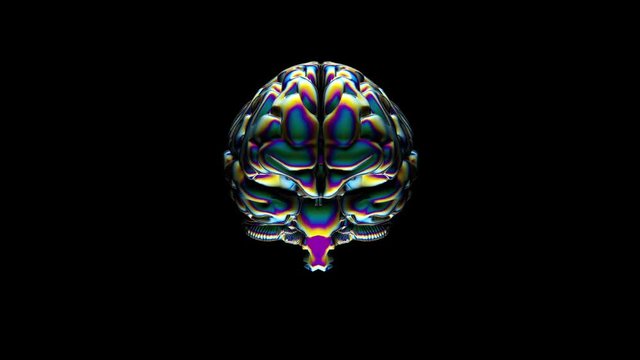 Rotating brain. Holographic foil. Seamless loop.