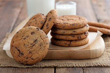 Chocolate chip cookies with milk 
