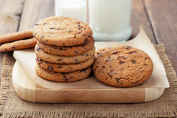 Chocolate chip cookies with milk 