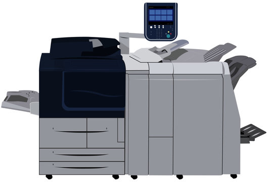 Copiadora impresora multifuncional ilustraci&oacute;n en vector fondo blanco