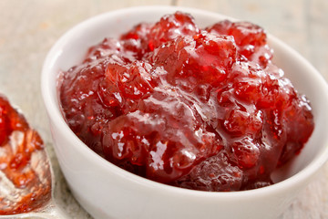 fresh strawberry jam in dish