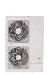 Air conditioner condenser unit isolated on white