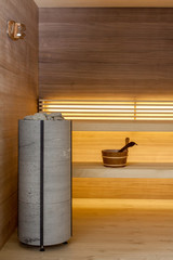 Interior of classic wooden sauna