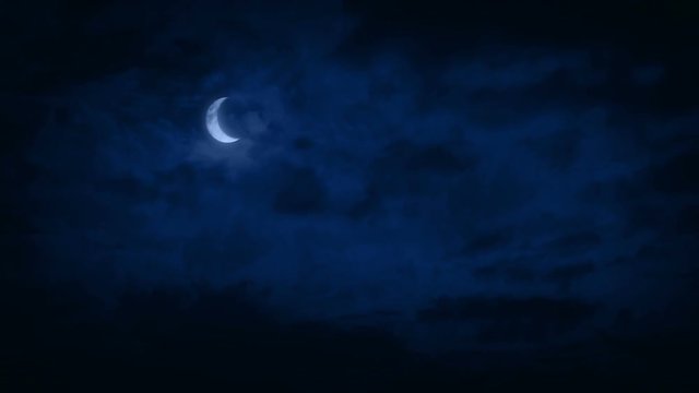 Crescent Moon In Night Sky
