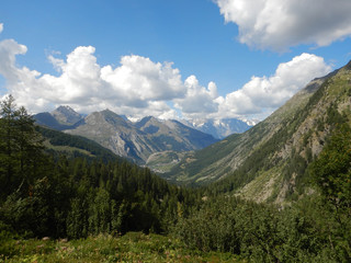 Fototapeta na wymiar Mountains on the Rutor waterfalls path, Aosta Valley - Italy